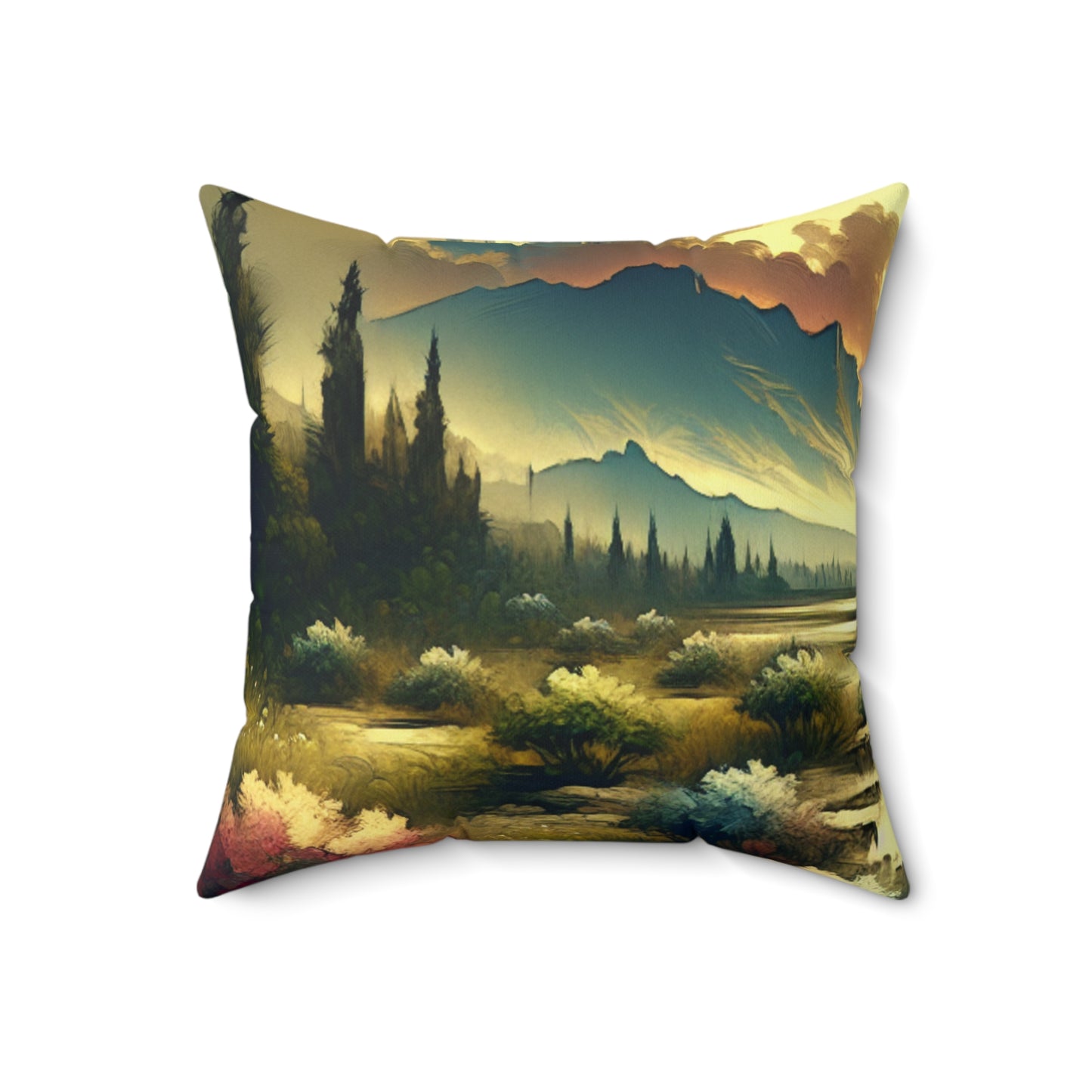 "Nature's Canvas: A Seasonal Land Art Installation"- The Alien Spun Polyester Square Pillow Land Art