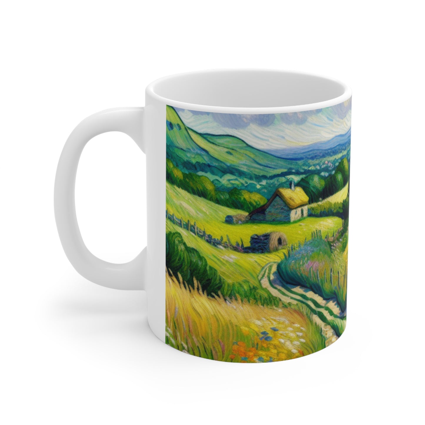 "Matin mystique : un voyage postimpressionniste dans une aube vibrante" - La tasse en céramique Alien 11oz post-impressionnisme