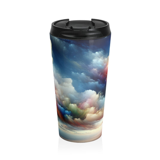 "Rainbow Cloudscape: A Surreal Watercolor Dream" - The Alien Stainless Steel Travel Mug