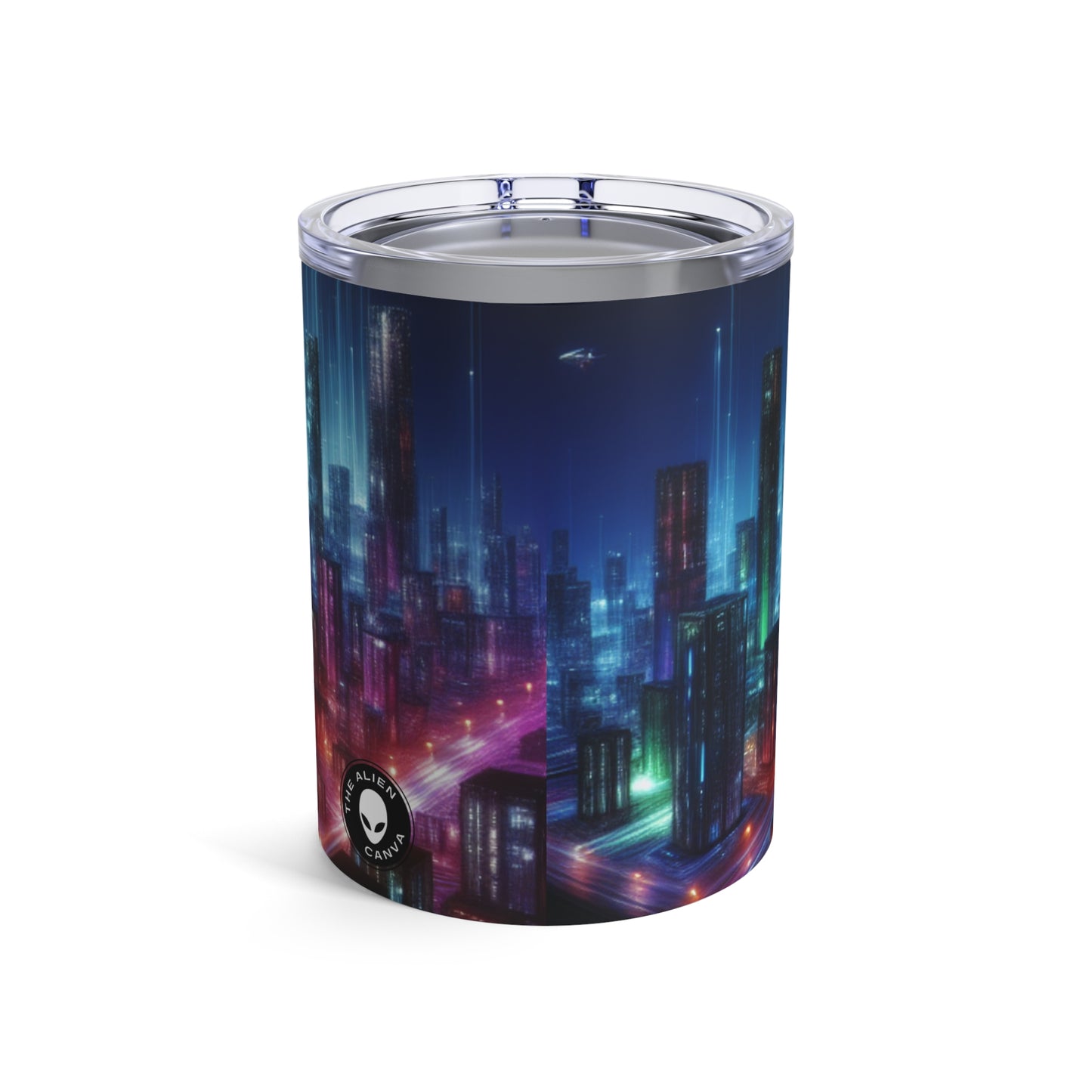 « Neon Skyline : un paysage urbain futuriste » - Le verre Alien 10oz