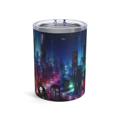 « Neon Skyline : un paysage urbain futuriste » - Le verre Alien 10oz