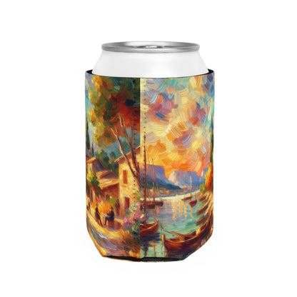 Golden Dusk: A Serene Impressionist Stroll by the Water - The Alien Can Cooler Sleeve Impressionism