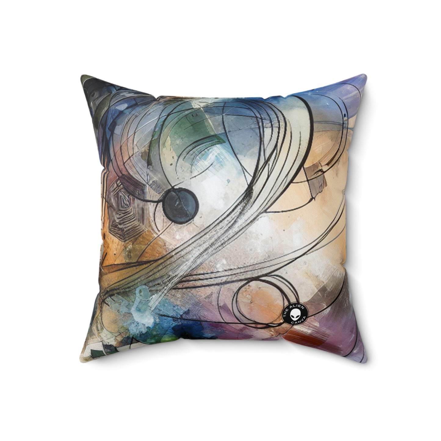 "Abstracted Emotional Journey" - The Alien Spun Polyester Square Pillow Abstract Expressionism