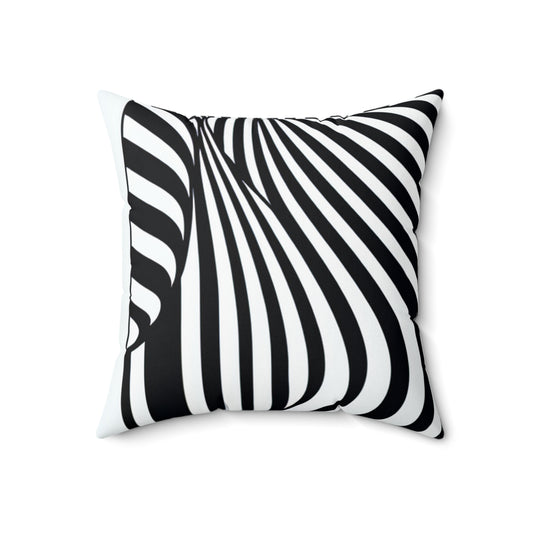 "Optical Illusion Wave" - The Alien Spun Polyester Square Pillow Op Art Style