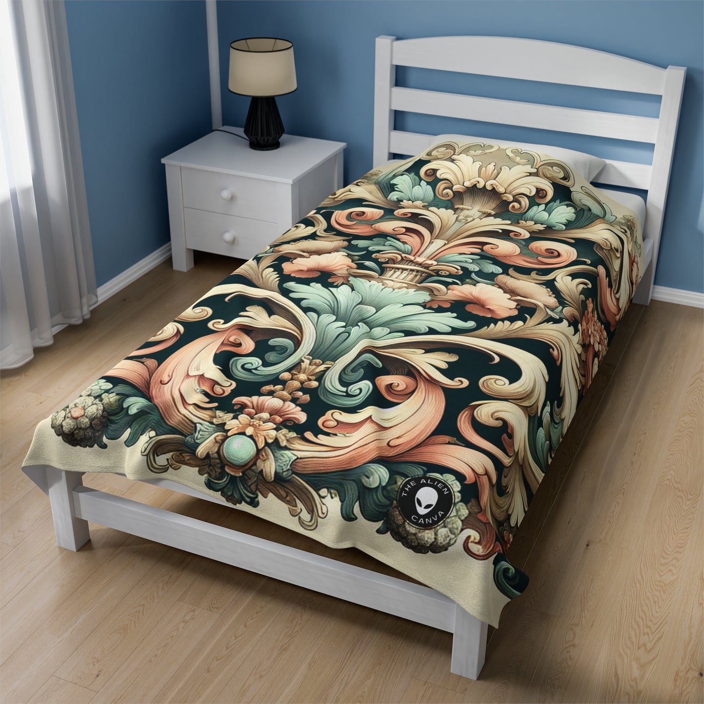 "Garden of Whimsy: A Rococo Fête" - The Alien Velveteen Plush Blanket Rococo