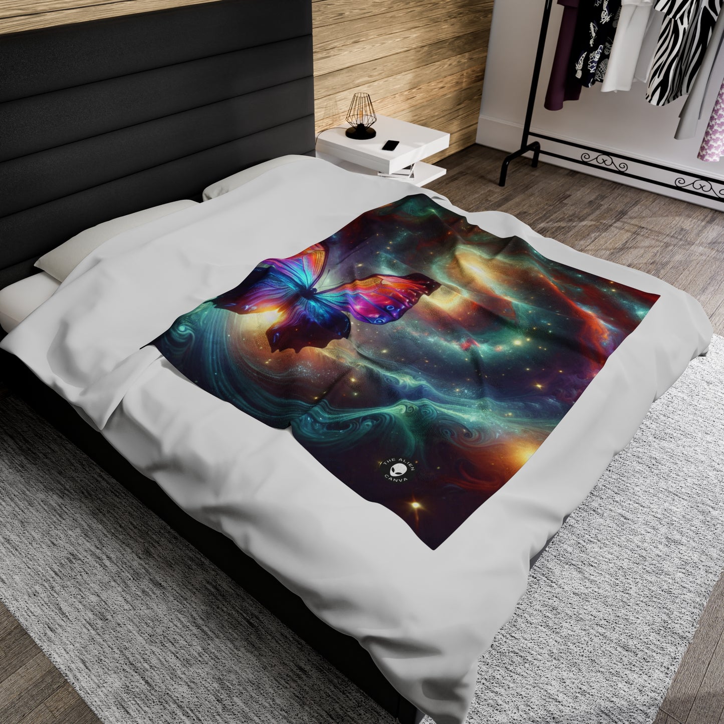 "Galactic Butterfly: A Cosmic Spectacle" - The Alien Velveteen Plush Blanket