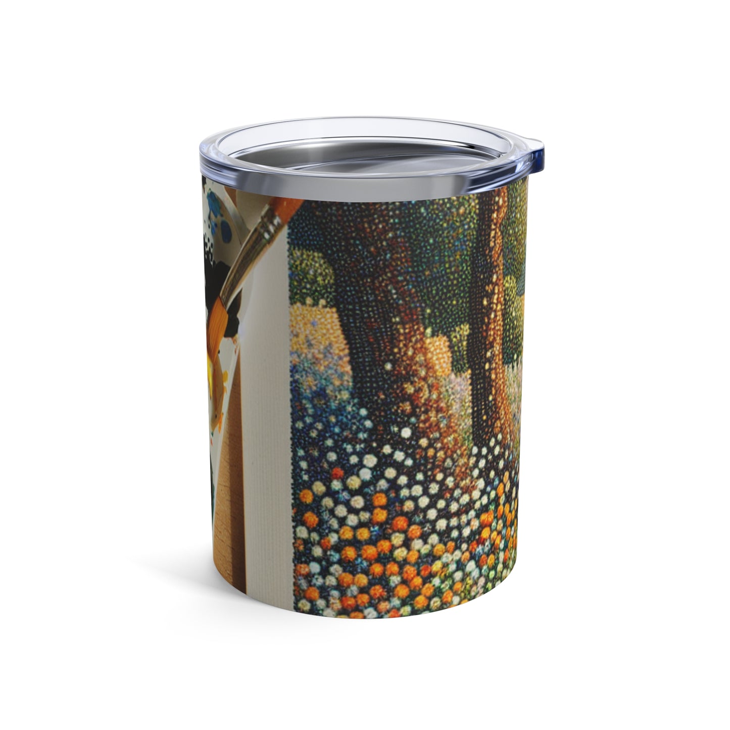 "Autumn Bliss: Pointillism Forest" - The Alien Tumbler 10oz Pointillisme