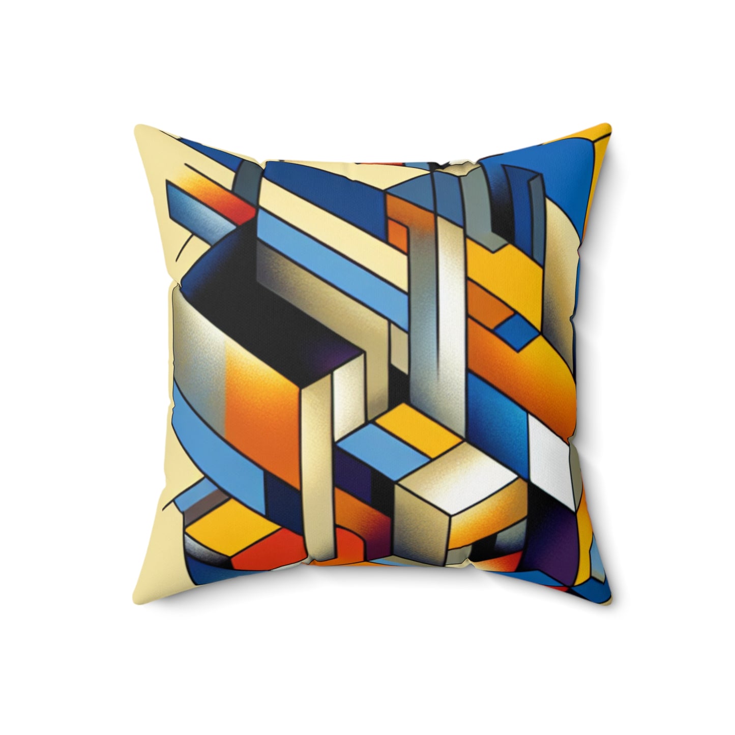 "Metropolis Pulse"- The Alien Spun Polyester Square Pillow Cubo-Futurism