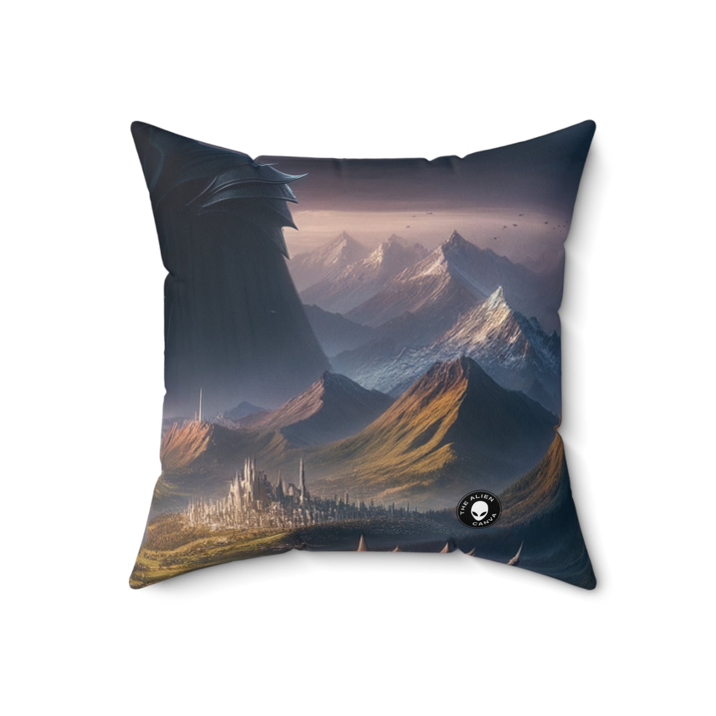 "Sauron's Reclamation: The Darkening of Middle Earth" - The Alien Spun Polyester Square Pillow