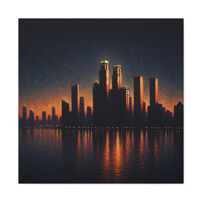 "The City Aglow" - Le style post-impressionnisme d'Alien Canva