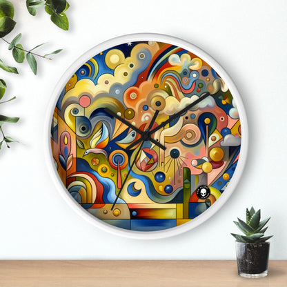 "Pequeño pueblo en una pecera" - El reloj de pared alienígena Surrealismo ingenuo