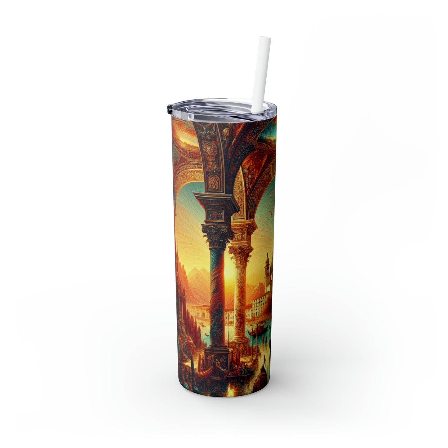 Venetian Dreams: A Fantastical Twist on the Famous Canals - The Alien Maars® Skinny Tumbler with Straw 20oz Venetian School