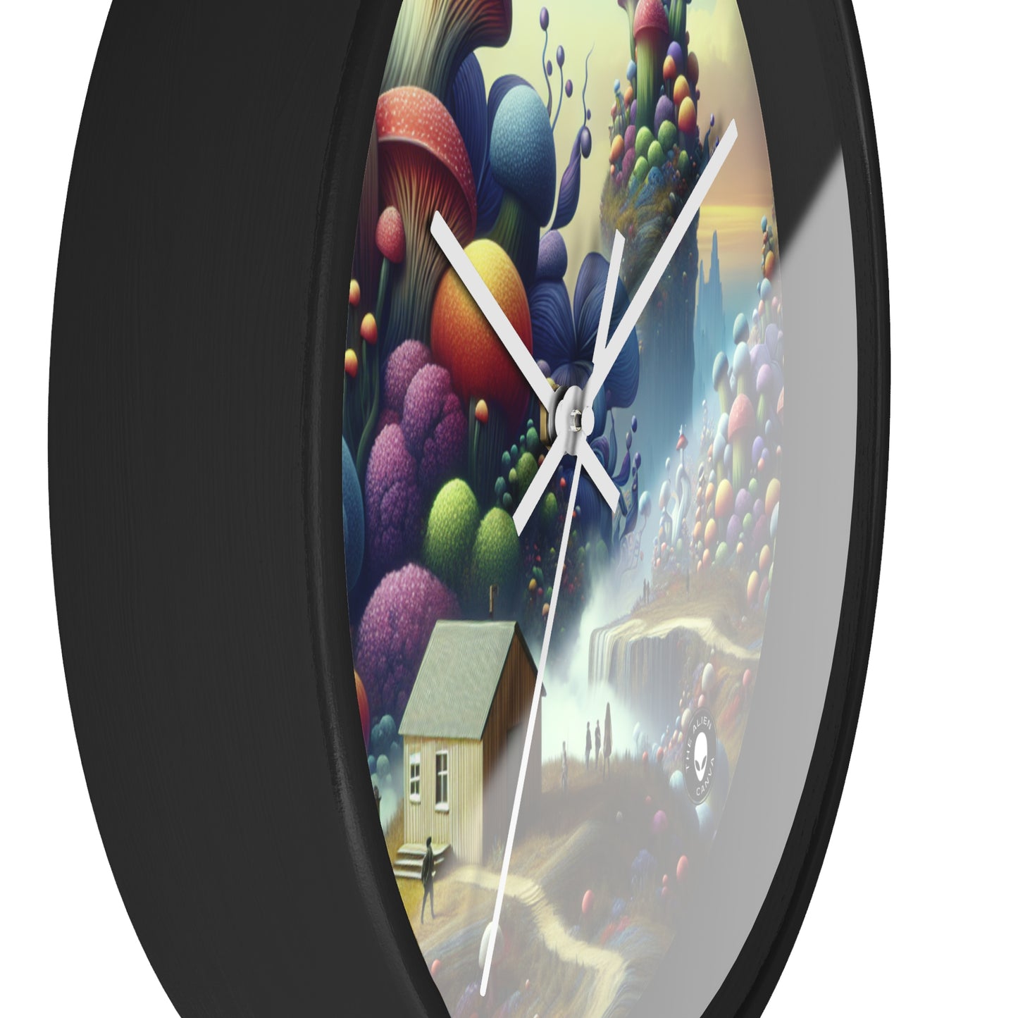 "Giant Flora and Miniature Villages: A Dreamy Wonderland" - The Alien Wall Clock