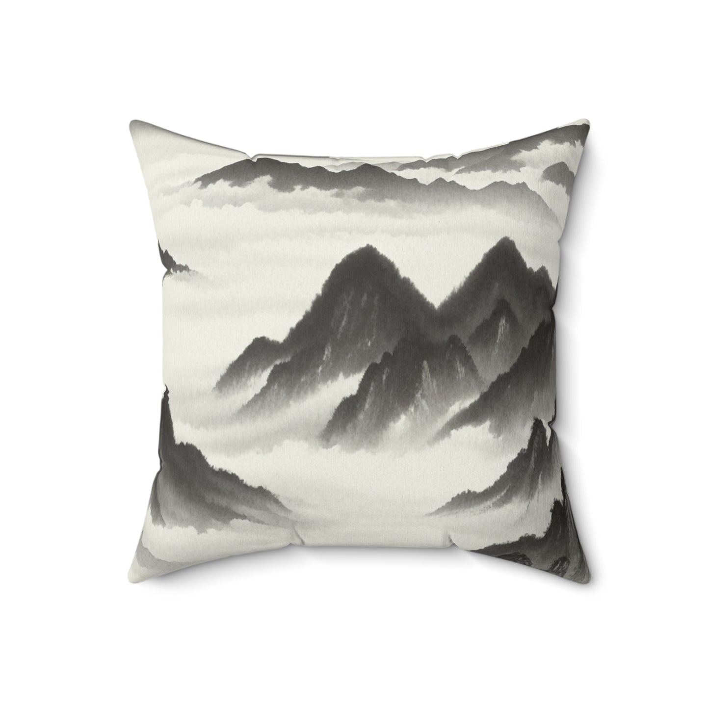 « Misty Peaks in the Fog » - The Alien Spun Polyester Square Pillow Ink Wash Painting Style