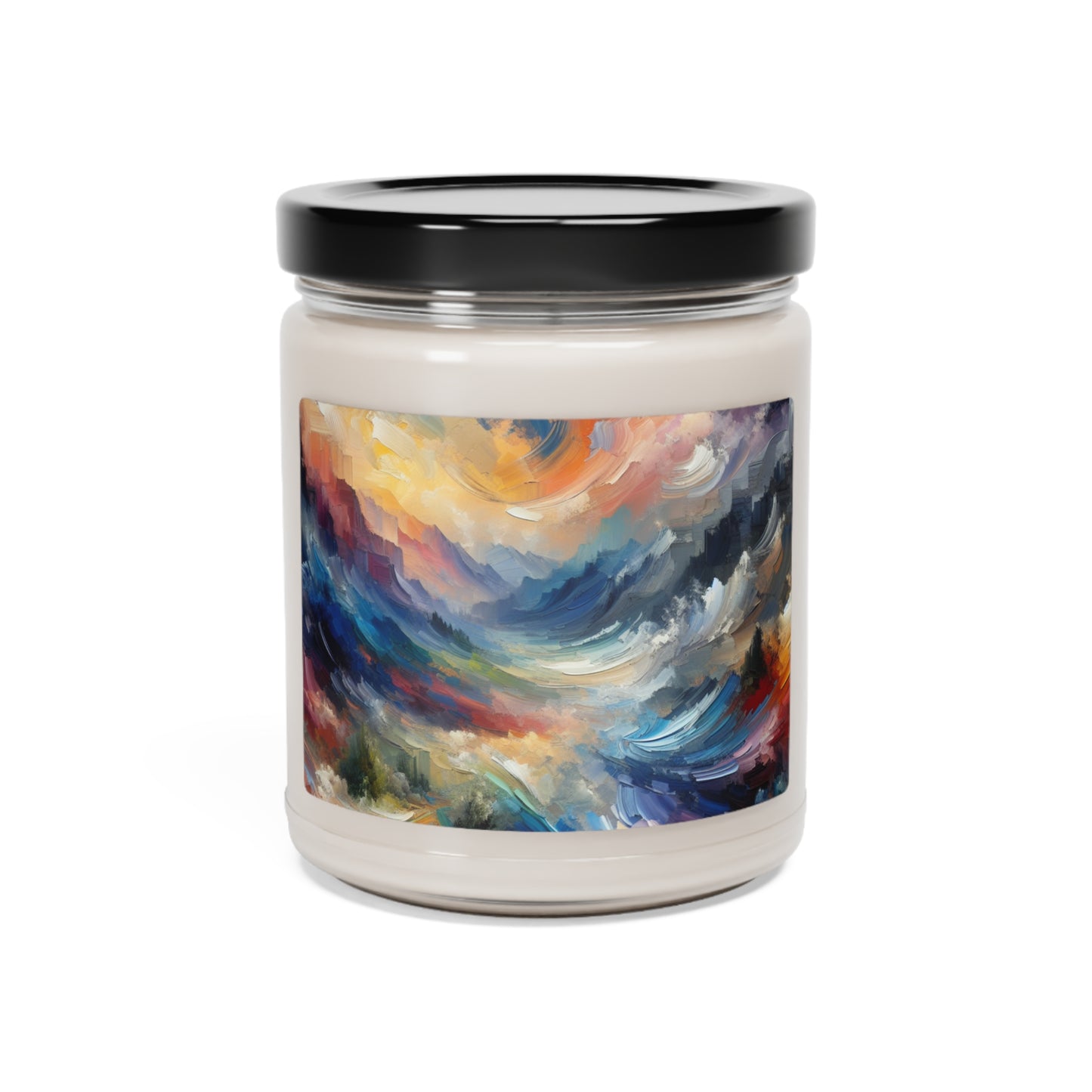 "Paisaje abstracto: exploración de profundidades emocionales a través del color y la textura" - Vela de soja con aroma a alienígena, 9 oz, estilo expresionismo abstracto