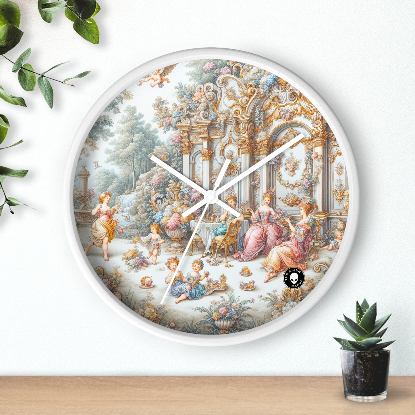 "A Garden of Rococo Delights: A Whimsical Extravaganza" - The Alien Wall Clock Rococo