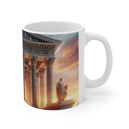 "Warm Glow of the Grecian Temple" - The Alien Ceramic Mug 11oz Neoclassicism Style