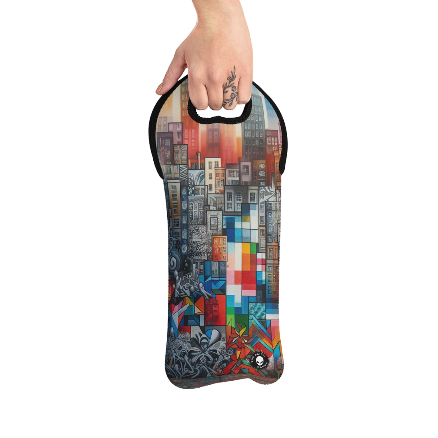 "Revolting Renaissance: A Vibrant Urban Uprising" - The Alien Wine Tote Bag Street Art / Graffiti