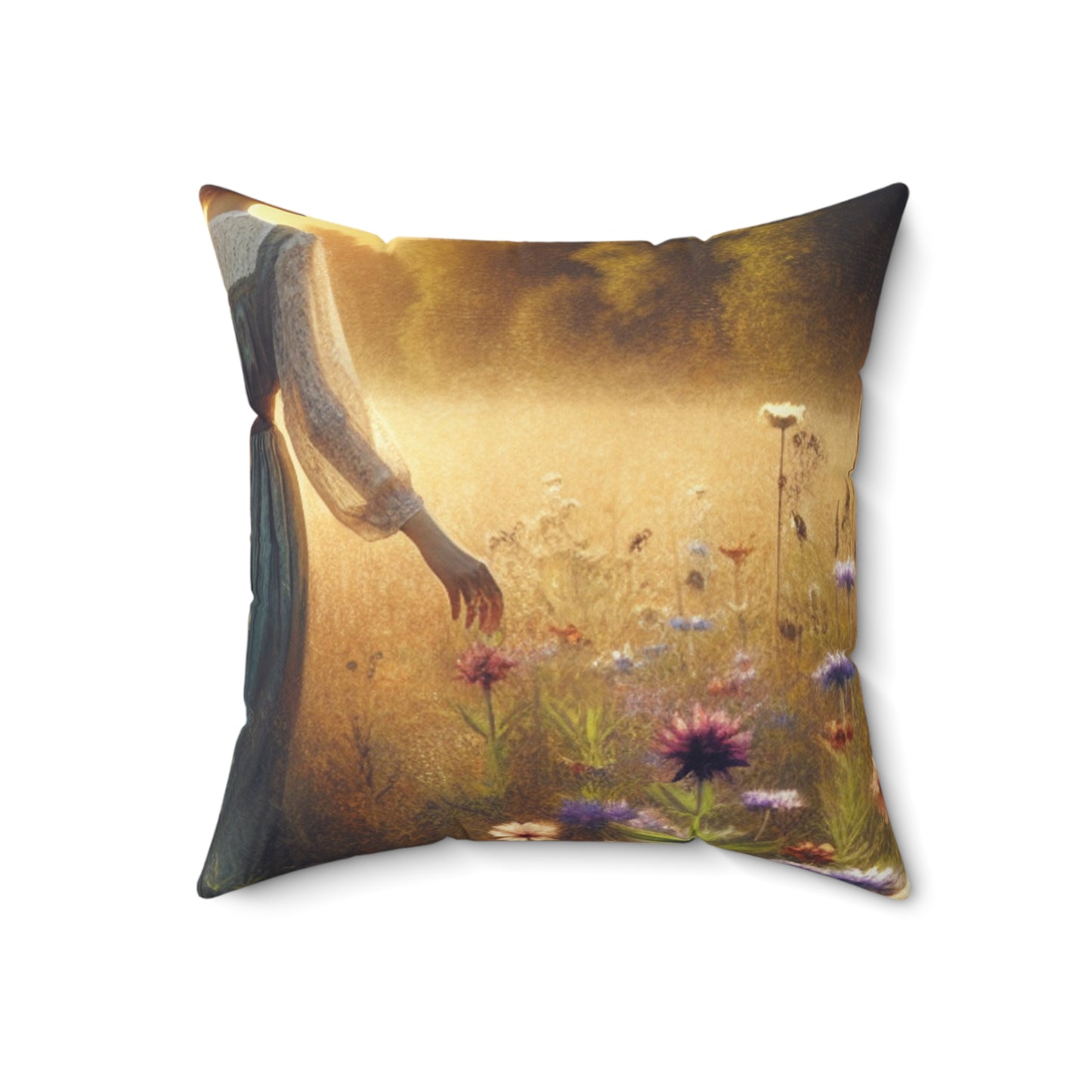 "Sweet Summer Sunset" - The Alien Spun Polyester Square Pillow Romanticism Style