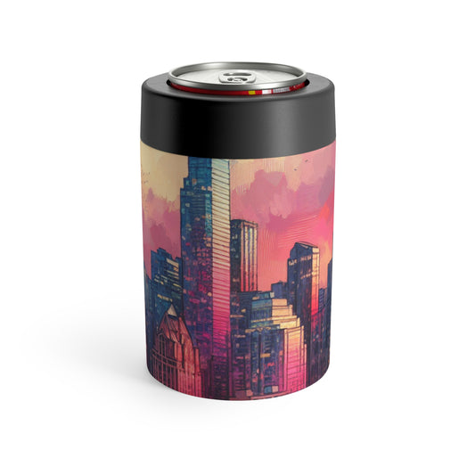 "Dusky Reflections: City Skyline at Sunset" - The Alien Can Holder