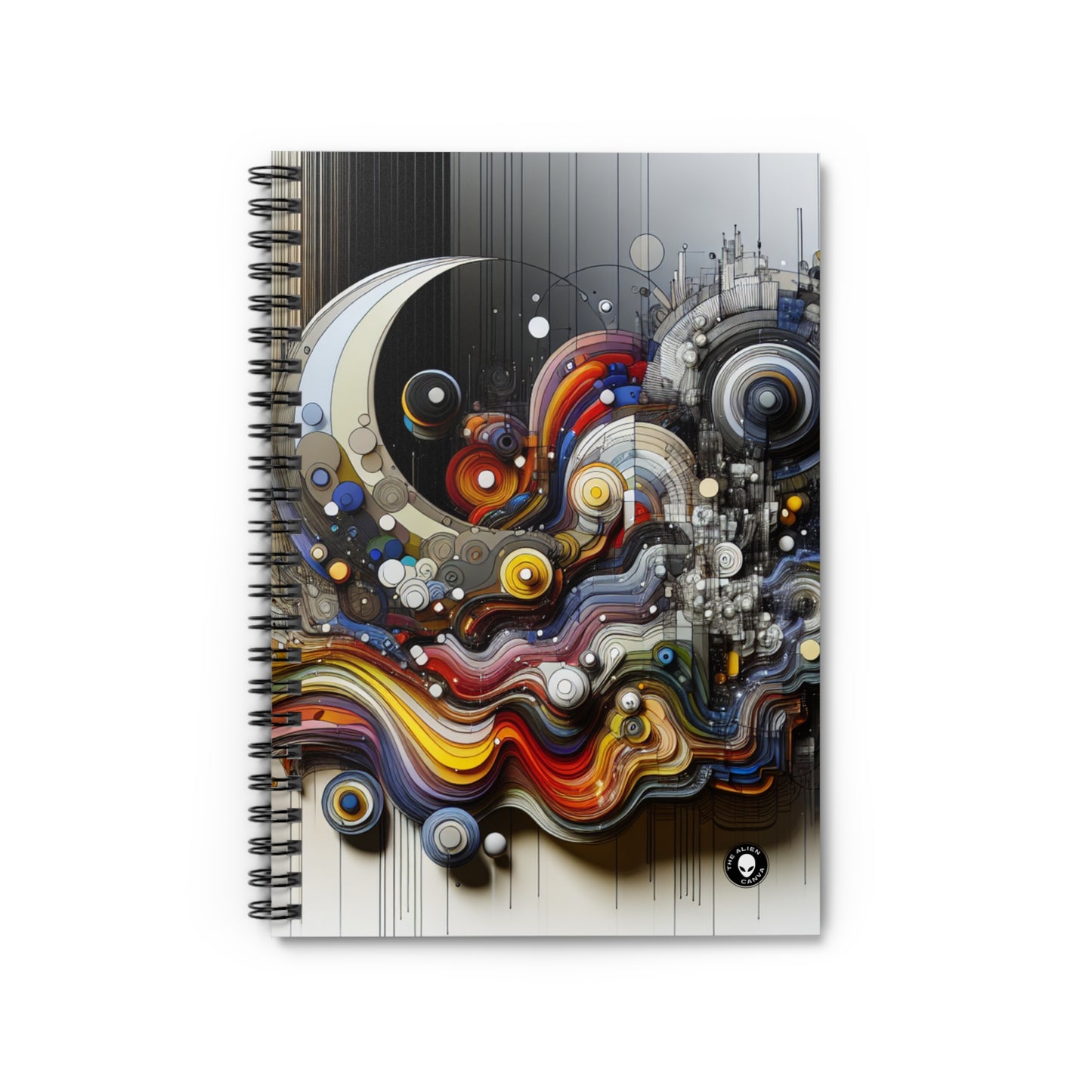 "Urban Chaos: A Neo-Expressionist Cityscape" - The Alien Spiral Notebook (Ruled Line) Neo-Expressionism