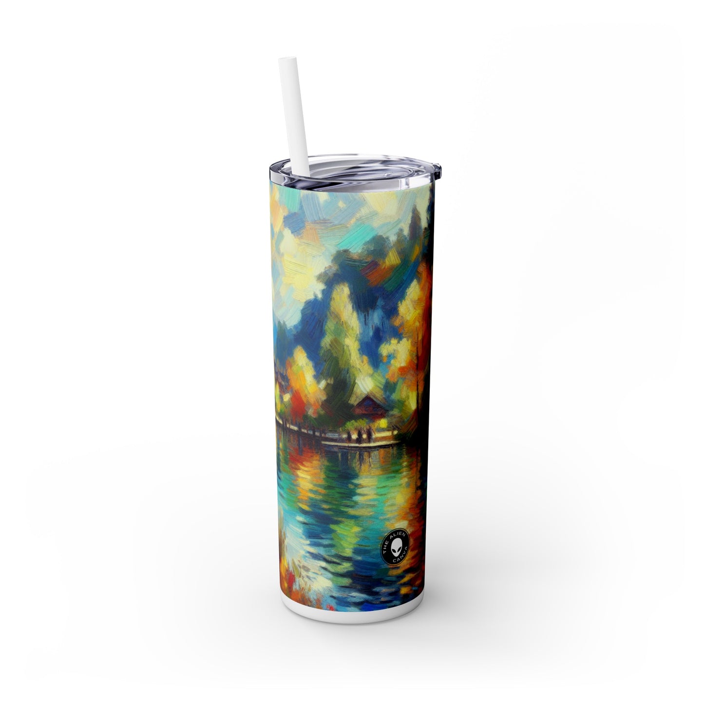 "Sunny Market Delight" - The Alien Maars® Skinny Tumbler with Straw 20oz Impressionism