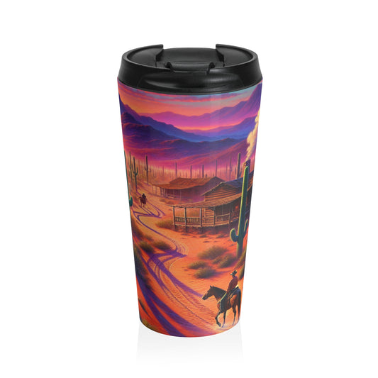 "Glowing rain: A city's reflection" - The Alien Stainless Steel Travel Mug Realism