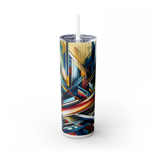 "Galactic Dream: Futuristic Neon City" - The Alien Maars® Skinny Tumbler with Straw 20oz Futurism