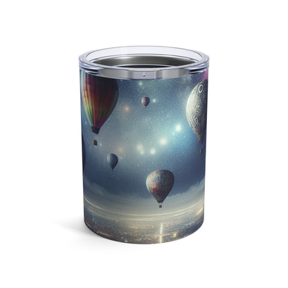 "Viaje nocturno estrellado: globos aerostáticos sobre la ciudad" - Vaso Alien de 10 oz