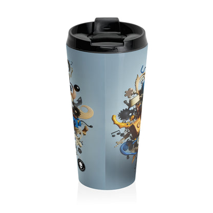 "Surreal Fusion: Crafting a Visual Poem" - The Alien Stainless Steel Travel Mug Dadaism