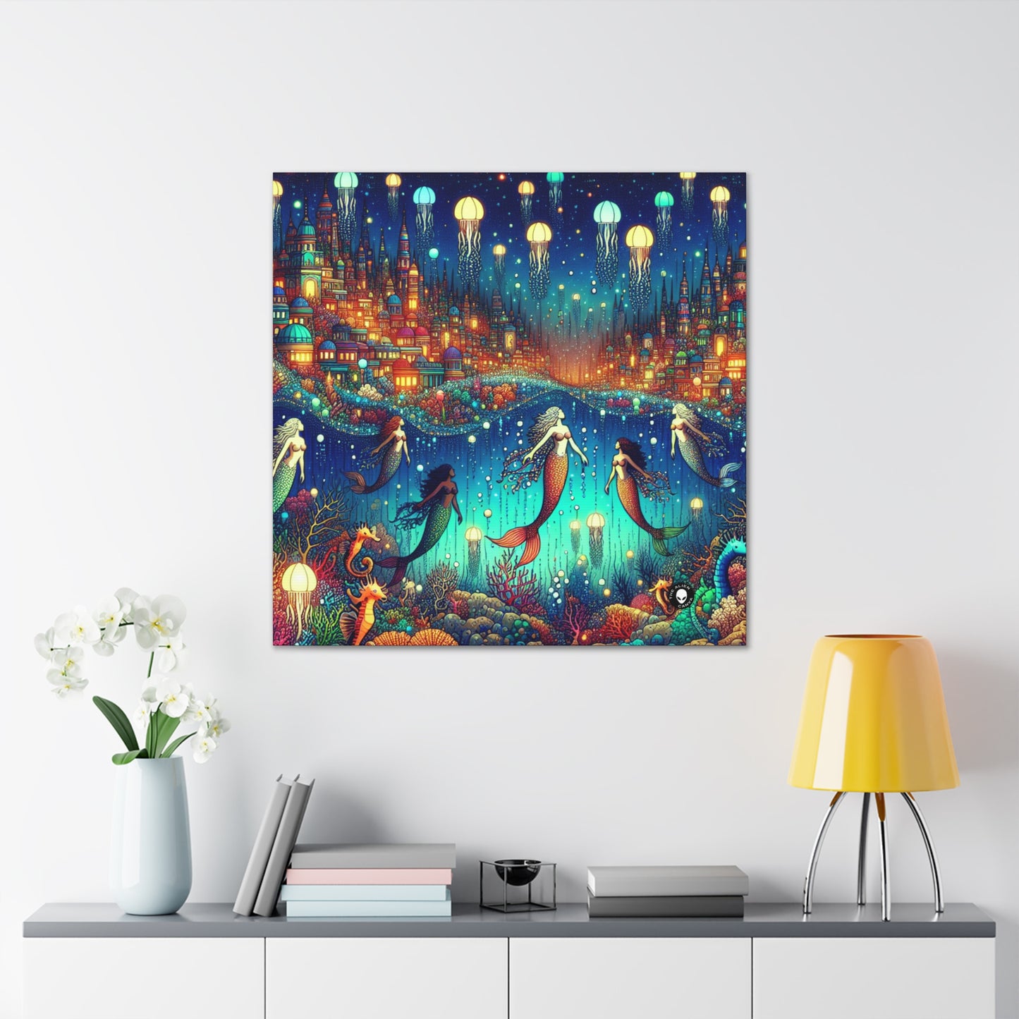 "Glowing Jellyfish City: A Whimsical Underwater World" - The Alien Canva