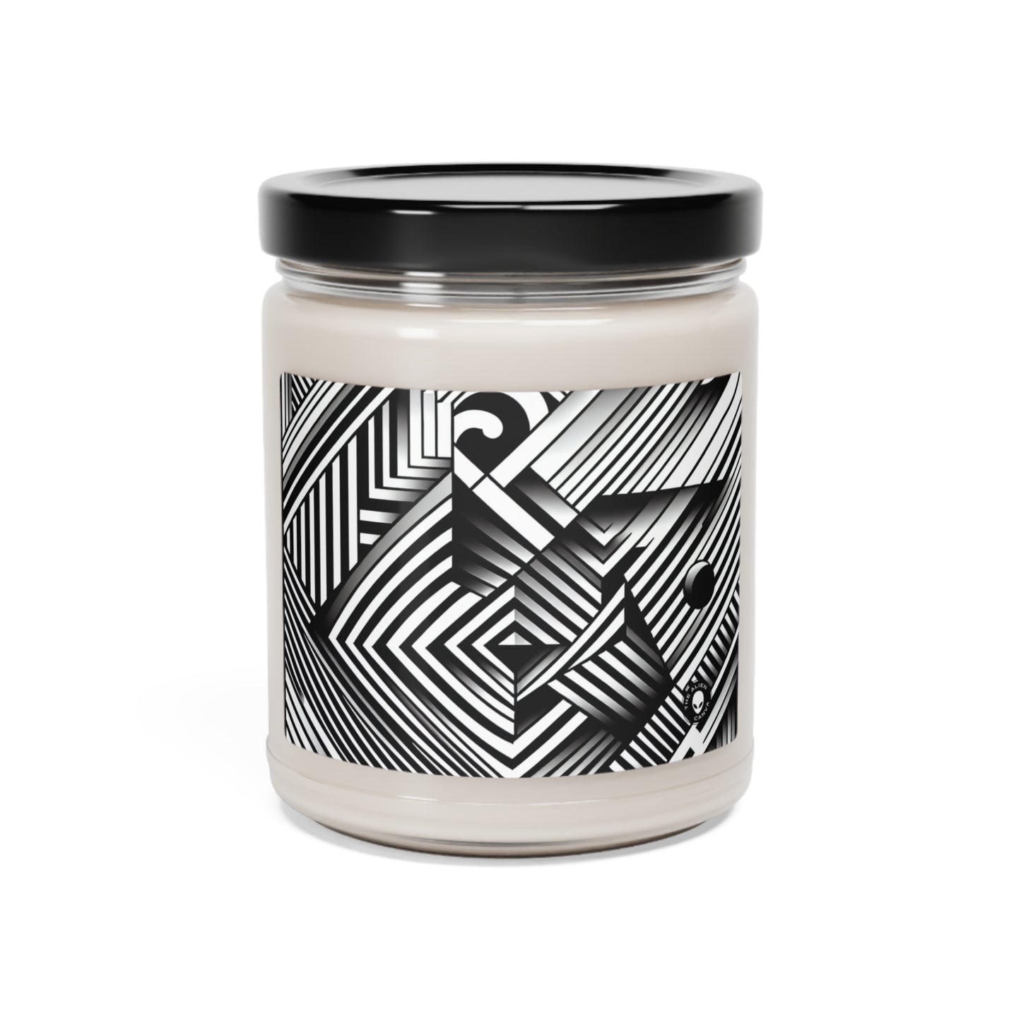 "Kaléidoscope tourbillonnant : un vortex audacieux d'art op" - La bougie de soja parfumée Alien 9oz Optical Art (Op Art)