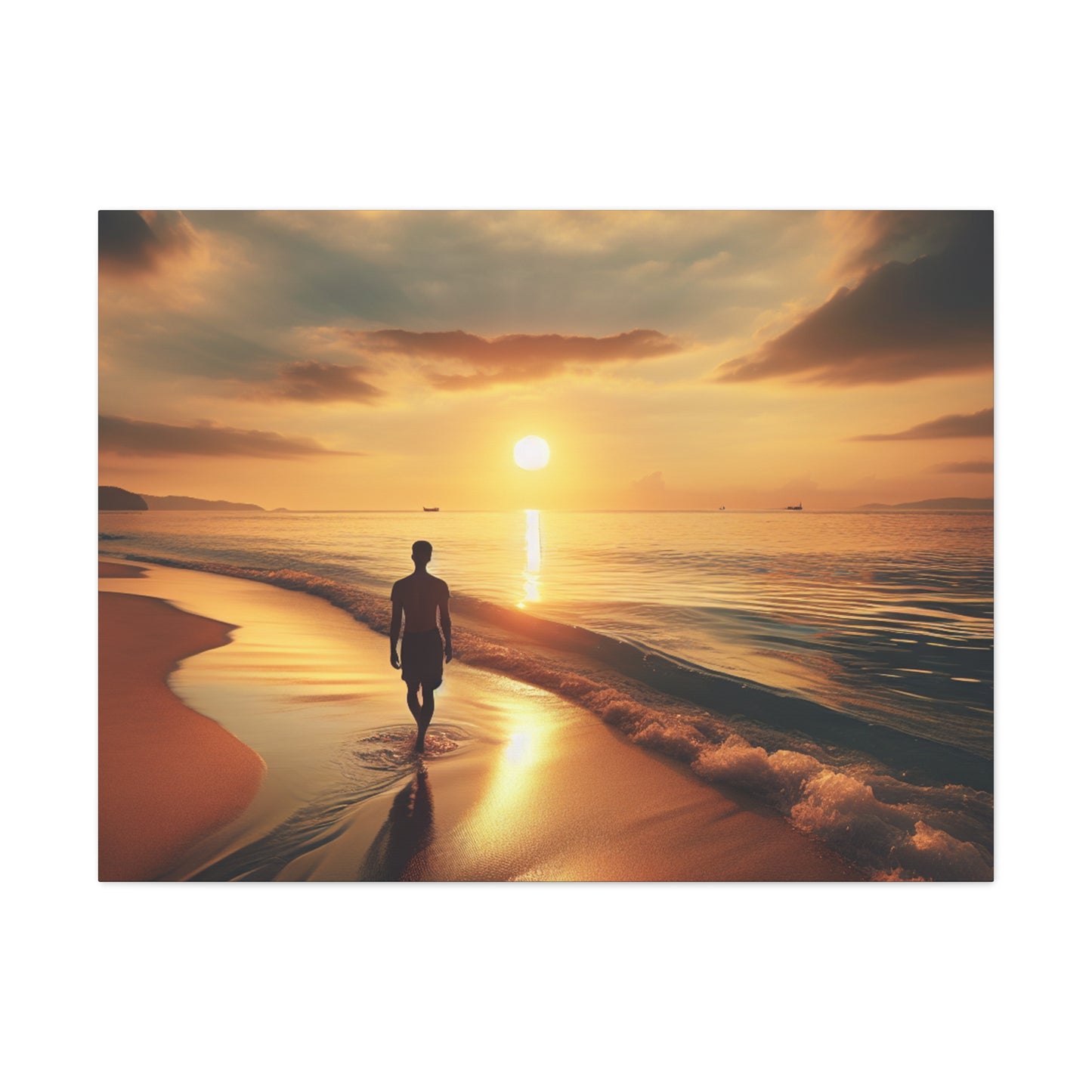 "Une promenade le long de la plage au coucher du soleil" - Le style photoréaliste d'Alien Canva