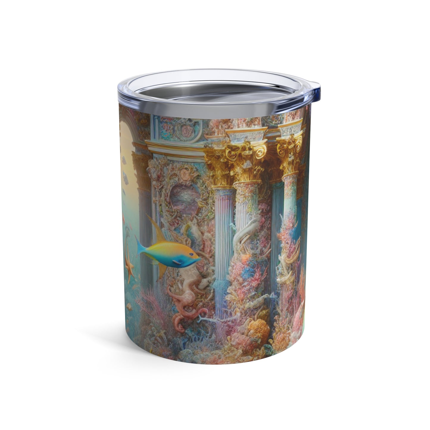 "Esplendor submarino: un palacio de sirena rococó" - El vaso alienígena estilo rococó de 10 oz