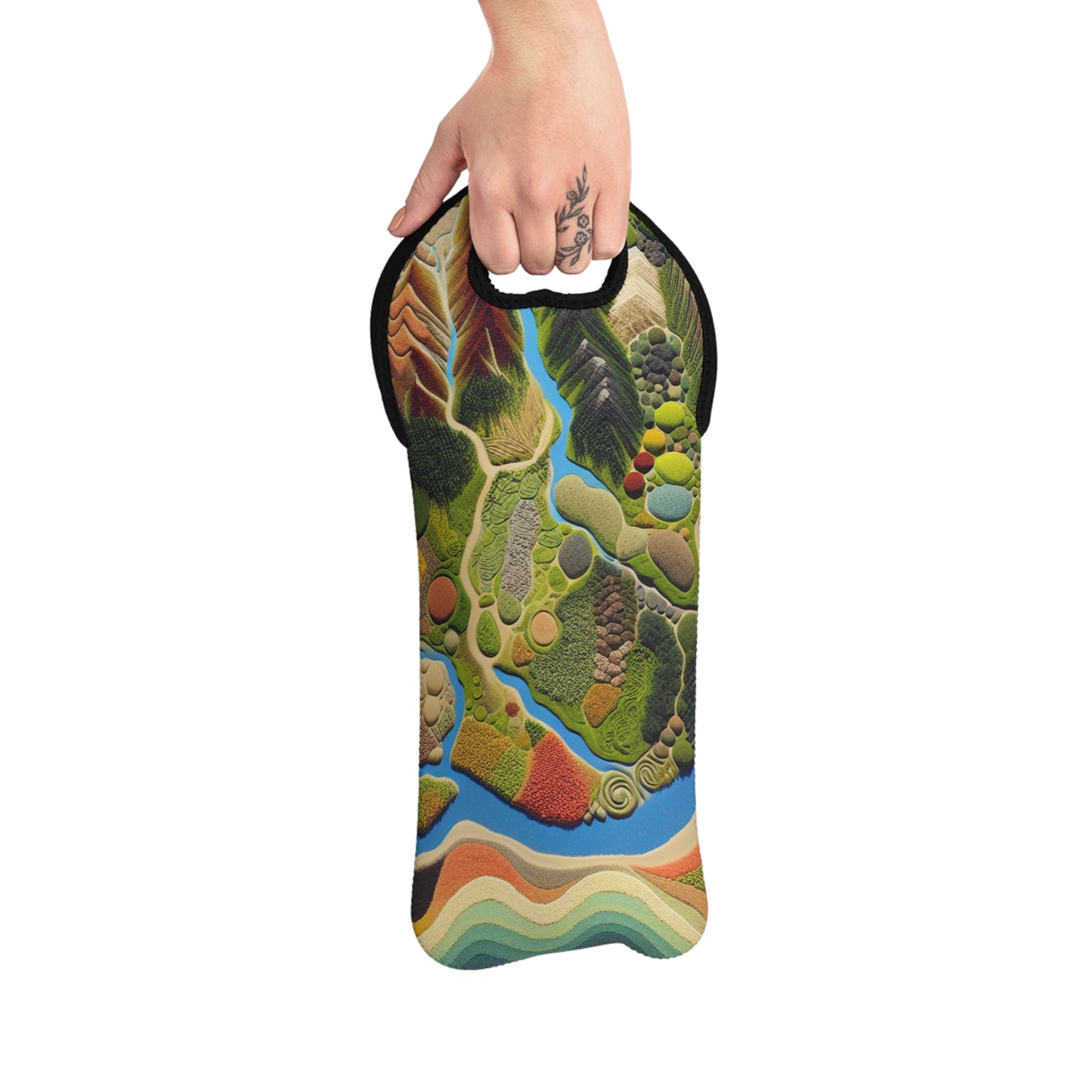 "Mapping Mother Nature: Crafting a Living Mural of Our Region". - The Alien Wine Tote Bag Land Art Style