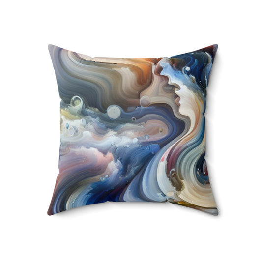 "Living Canvas: The Transcendence of Art and Humanity"- The Alien Spun Polyester Square Pillow Video Art