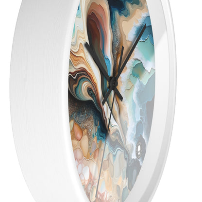 "Une vue sur la plage à travers un coquillage" - The Alien Wall Clock Acrylique Pouring