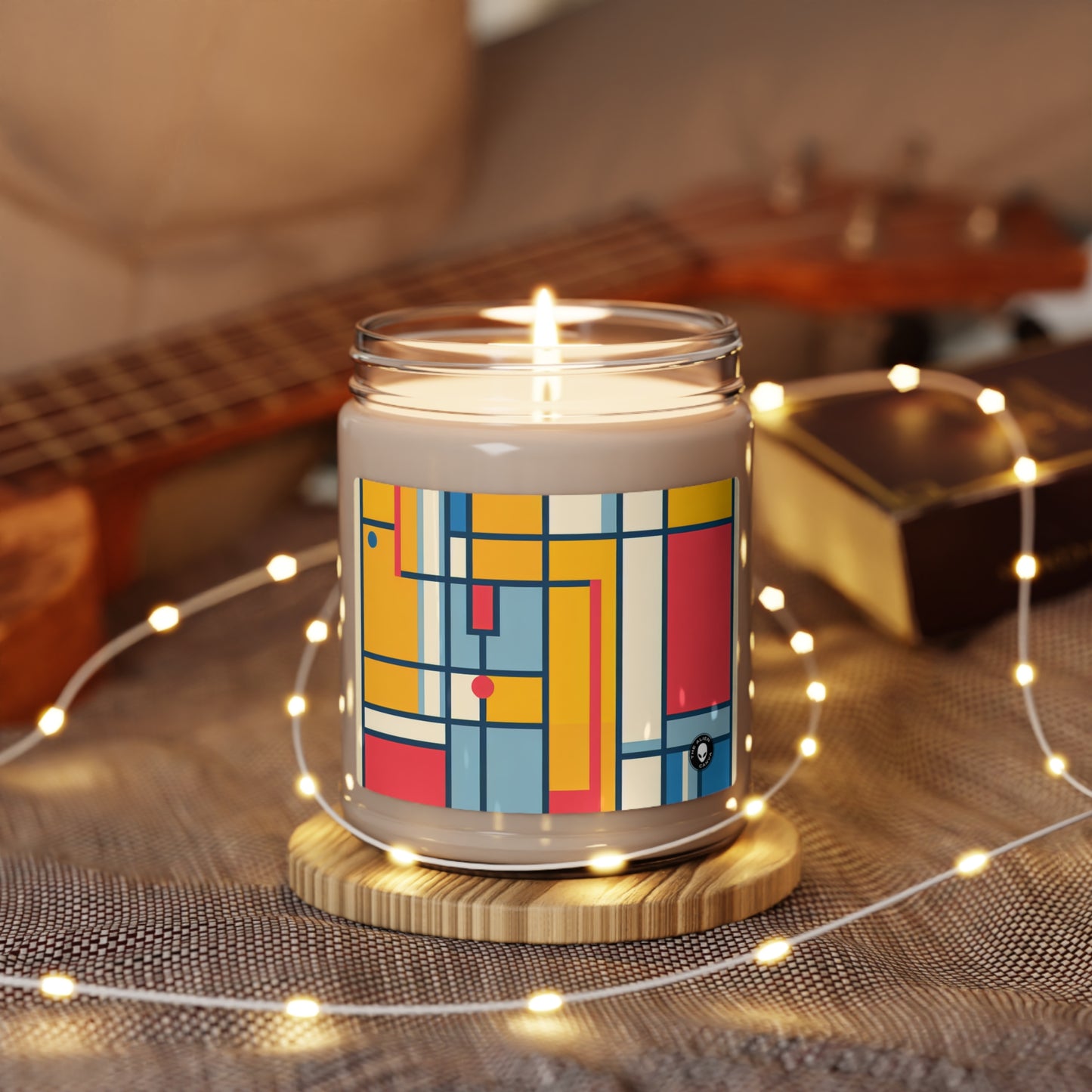 "De Stijl Grid: una composición de color minimalista" - La vela de soja con aroma a alienígena 9oz De Stijl