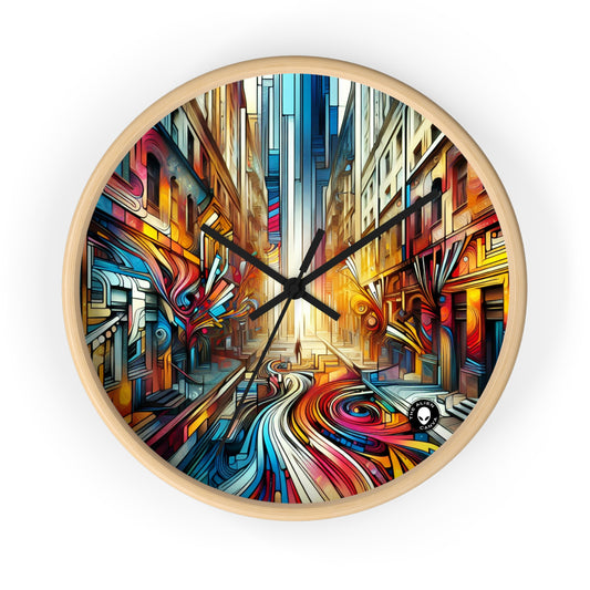 "Ecosistema urbano: una fusión de graffiti" - El reloj de pared alienígena Graffiti Art