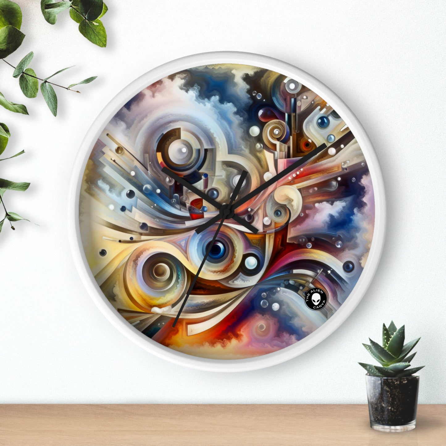 "Nature's Mechanical Symphony" - The Alien Wall Clock Abstract Surrealism