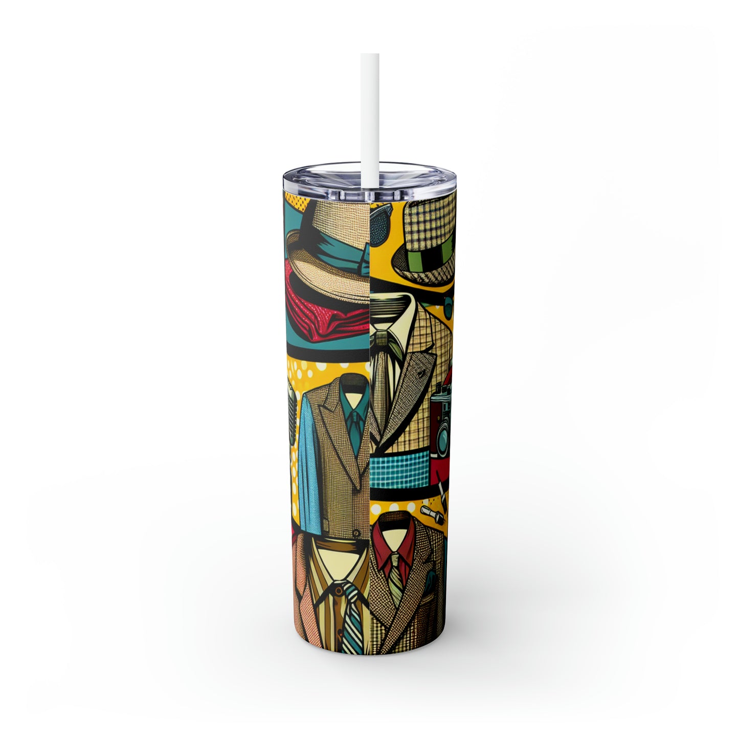 "Pop Art Apparel : Un collage de style vintage" - The Alien Maars® Skinny Tumbler avec paille 20oz style pop art