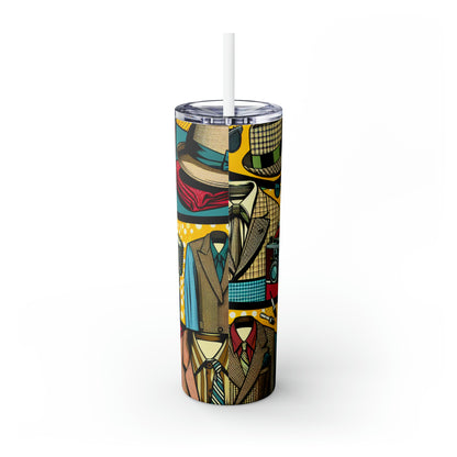 "Pop Art Apparel: A Collage of Vintage Style" - The Alien Maars® Skinny Tumbler with Straw 20oz pop art Style