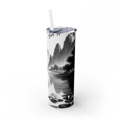 "Pristine Splendor" - Vaso delgado con pajita de Alien Maars®, 20 oz, pintura con tinta zen