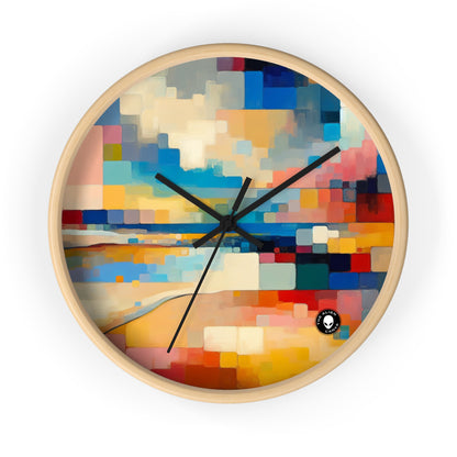 "Sunset Serenity: Peinture de champs de couleurs pastel doux" - La peinture de champs de couleurs de l'horloge murale Alien