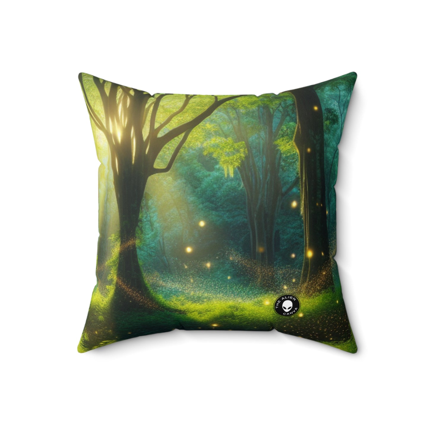 « Glowing Forest Magic » - L'oreiller carré en polyester filé Alien