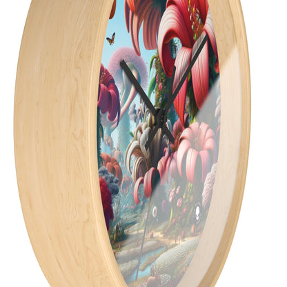 "Fanciful Garden: Big Blooms and Little Creatures" - The Alien Wall Clock