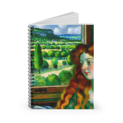 "French Countryside Escape" - The Alien Spiral Notebook (Ruled Line) Post-Impressionism Style