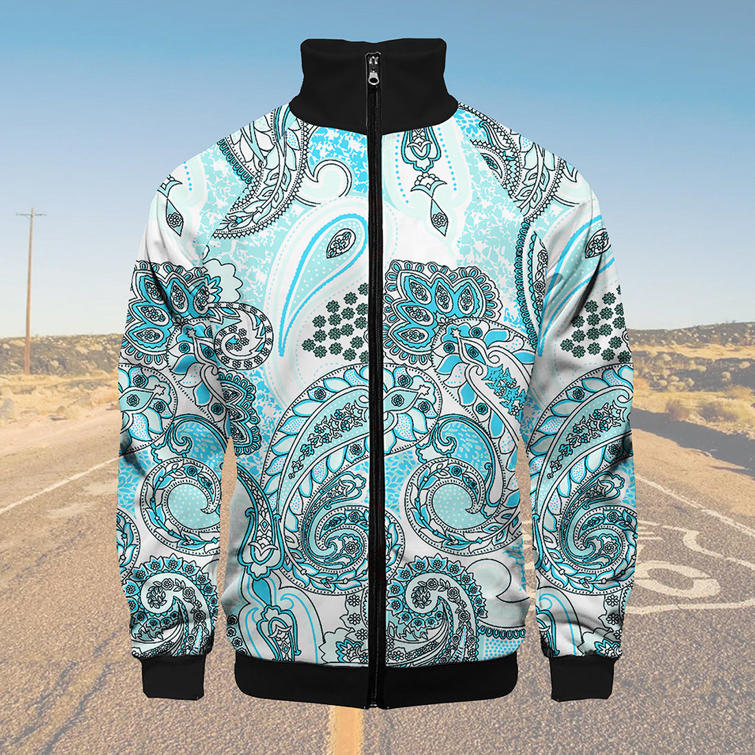 Paisley Printed Men's Raglan Sleeve Jacket