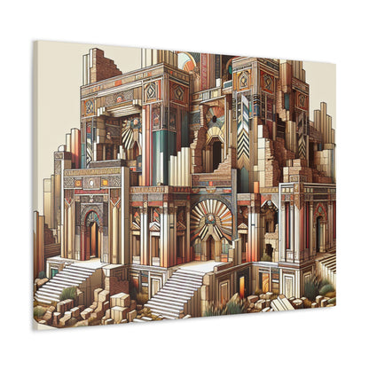 "Deco Ruins: Geometric Art in an Ancient Setting" - The Alien Canva Art Deco Style