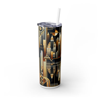 "Luxe Deco: Artistic Elegance at The Grand Hotel" - The Alien Maars® Skinny Tumbler with Straw 20oz Art Deco